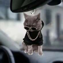 1pc Black Acrylic Sunglasses Cat Design Decor Pendant, Suitable For Car Rearview Mirror, Home, Bag Decoration - Multicolor - View 12