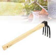 BORDSTRACT Hoe Fork Combo Many de Madera Garden Digger Rake Herramienta de jardinería para Aire AcondicionadoGarden Rakes