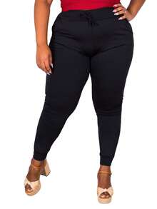 Women's Plus Size Thermal Jogger Pants With Pocket - 黑色 - 查看 1