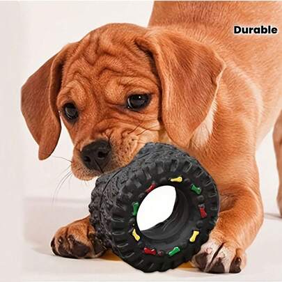 PETSIN 1pc Durable Puppy Teething Toy, Interactive Tire Chew Toy With Elastic Anti-Bite Design And Colorful Dots, Suitable For Teeth Training And Play Time, All Breeds And Sizes, Teething Toy, Interactive Dog Toy, Durable Dog Toy. Sound Dog Chewing And Tough Anti-Bite Design, Dental Training And Play Time, Teething Puppy Toy, Interesting Design, Sturdy Structure, No Battery