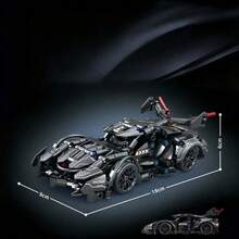 1 Set 1:20/1000pcs Cyberpunk Style Remote Control Racing Car Building Blocks, Cool V12 Supercar, RC Car Assembly, Black Warrior RC Building Blocks Car, Collectible Black Remote Control Racing Car Building Blocks Set, Collectible Toy Gift, Cyberpunk Black V12 Building Blocks RC Assembly Toy, Comes With Storage Container, Excellent Gift For Friends And Family For Christmas, Easter, New Year, Valentine's Day