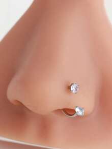 1pc Fashionable Minimalist Shiny Hypoallergenic Stainless Steel Zirconia Detachable Exaggerated Luxurious Elegant Multi-Color Body Piercing Nose Stud/Hoop For Men & Women, 1.0mm, Suitable For Holidays, Birthdays, Parties, Vacations And Daily Wear