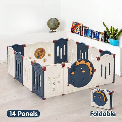 SUN YEE Kids Playpen Baby Large Safety Gate Toddler Fence Child Play 14 Panels