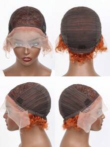 180% 密度 6 英寸巴西原生 Remy 人发优雅短卷假发，适合日常佩戴和派对，短款假发 | 时尚发型 | 佩戴舒适，圣诞假发 - S350 - 查看 7