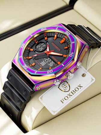 Foxbox 青少年石英表 彩色表盘 生活防水表 夜光炫酷表 硅胶表带 时尚青少年手表