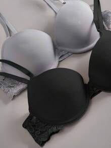 女士舒适内衣套装（2件装）——奢华聚拢文胸，精致蕾丝细节，高支撑力，柔软透气面料，带来极致舒适体验 - 彩色 - 查看 5