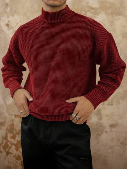 男士复古休闲高领长袖毛衣