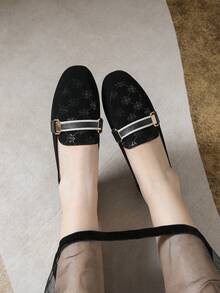 Mengshangli 女士套脚乐福鞋，百搭莫卡辛鞋 - 黑色 - 查看 5