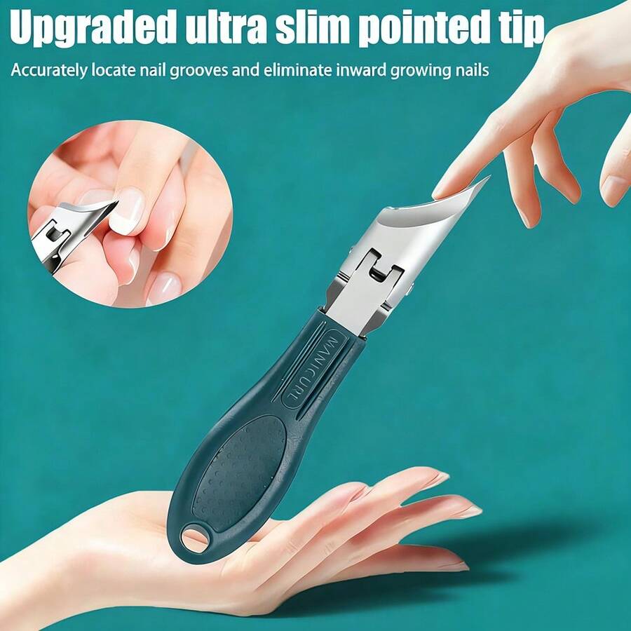 1PC, Nail Clipper - Stainless Steel 25 ° Oblique Blade, Wide Mouth Anti Splash Slope Design, Suitable For Thick Nails And Inlaid Nails, Ergonomic Handle, Ideal Gift For Nail Care, Nail Care Tool - Multicolor - View 1