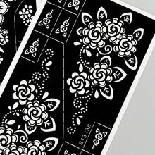 2 Sheets, Small Fresh Flower Hand Drawn Tattoo Hollow Template, Self-Adhesive And Reusable For Body Painting - Black - View 7