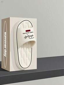 Men's Fashion Slippers, EVA Material, Open Toe Soft Sole, Breathable & Comfortable, Black Casual Everyday Wear, Suitable For Indoor Or Outdoor, Commuting Essential Slides - White - View 4