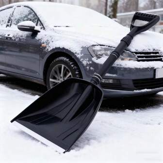 Pala quitanieve gruesa y negra para uso en exteriores, para limpiar la nieve de patios y jardines, herramienta versátil para la remoción de nieve en invierno