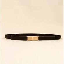 1 chiếc thắt lưng thun mỏng dành cho nữ, phụ kiện trang trí eo tối giản cho áo len, váy, thắt lưng điều chỉnh được. - trắng - Xem 5