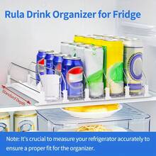 2pcs/Set Refrigerator Beverage Storage Organizer Rack, Automatic Soda Can Dispenser, Drink Pusher, White Striped Design, Upgraded Double-Layer Shelves With Positioning Clips - Multicolor - View 2