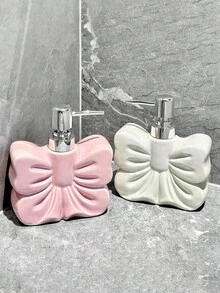 1个北欧风可爱蝴蝶结可重复使用可灌装洗发水/沐浴露瓶，高端浴室装饰，生日/节日礼物，男女皆宜，返校季装饰 - 彩色 - 查看 3