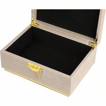 HAWTElegant Faux Leather Decorative Box Storage Jewelry Box Organizer Large Dresser Cosmetic Organizer Holder Classic Jewelry Accessory Organizer 11x8x4.8 Inches Light Grey - LightGrey - View 5