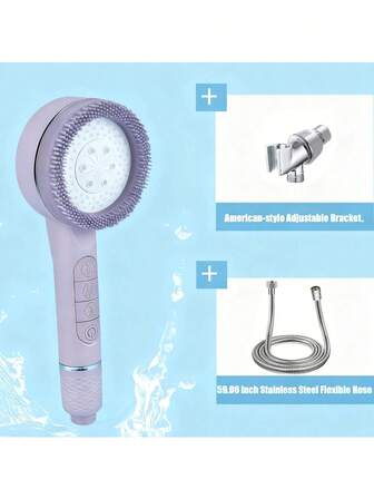 1 Set Handheld Shower Head System, 4 Spray Modes / High-Quality Shower Head / Includes 59.06-Inch Extension Hose, G1/2 Interface | American-Style Bracket, Bathroom Accessories | Suitable For Bathroom Shower | Bathroom Accessories