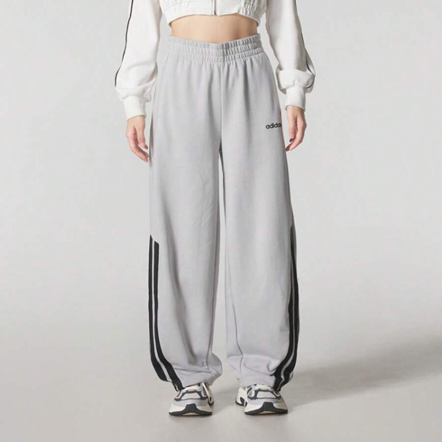 Adidas Women's New Sporty Long Pants, Loose Straight Leg Wide-Leg Pants - Grey - View 1
