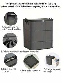 1/4pcs Black Thick Large Capacity Storage Bags, Phone Pouch, Wardrobe Organizer Bags, Bedding & Clothing Packing Bags, Foldable Portable Storage Bags, Suitable For Bedroom, Wardrobe, Under Bed, Living Room, Dorm, Clothing Organization Essential - Multicolor - View 9