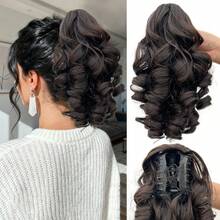 Synthetic Short Synthetic Fiber Hair Wig With Big Waves. The Hairstyle Is Fluffy And Has A Layered Look. Suitable For Wearing At Christmas. - Multicolor - View 7