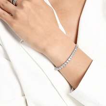 MDFUN Bộ 2 chiếc vòng tay tennis cổ điển mạ vàng trắng/vàng vàng 18K, đính đá Cubic Zirconia tròn 3mm, kích cỡ 6.5-8.5 inch. - Trắng*2 - Xem 7