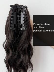 14 Inch Synthetic Wig Ponytail Women's Mid-Length Short Curly Hair Strap Style Curly Big Wave Wig Piece(Natural Black, Light Brown, Dark Brown, Brownish Black) - Multicolor - View 7