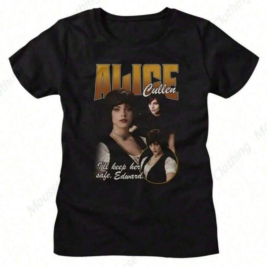 Twilight T Shirt Alice Cullen Women's Short Sve T Shirt Vampire Movie Vintage Style Graphic Tees Black - Negro - Ver 1