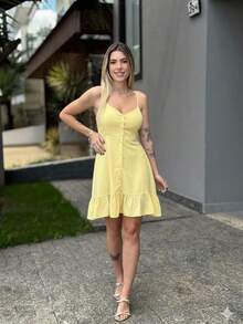 Sophisticated Ayla Short Dress - Yellow - View 4