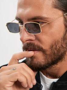 1副复古美式金属时尚眼镜方形小框奢华街头摄影时尚眼镜 - A - 查看 3