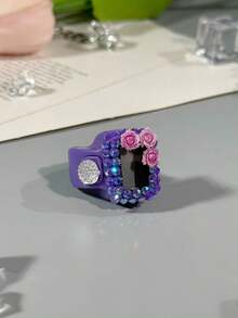 Compteur de bague de strass à 3 fleurs personnalisé, rosaire électronique, compteur de prière de rosaire électronique pour le doigt, compteur de bague à affichage numérique pratique, compteur à pression manuelle anti-stress, convient à un usage commercial, comptage de prières, cadeaux de festival, compact et portable - Multicolore - Voir 6