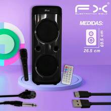 Alta calidad 3000 mah luz led RGB grande doble 8 pulgadas altavoz bajo fiesta al aire libre inalámbrico dj karaoke speaker con micrófono - Negro - Ver 11