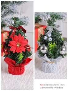 1个迷你圣诞树装饰品，20厘米人造桌面摆件，适用于办公室、家居、圣诞礼物、圣诞装饰 - 彩色 - 查看 5