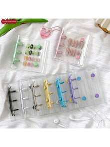 A8 Mini Three-Ring Macaron Ring Binder Cover, Double Buckle DIY Collection Book, Set Of 10 For 3-Inch Postcards, Card Case, Ring File Storage, Idol K-Pop Cards - Multicolor - View 3