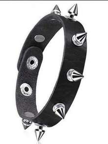 9/4/3/1 Pcs Punk Rivet Leather Bracelet Set - Handmade Rivet PU Leather Bracelet, 80s Emo Style PU Leather Bracelet, Unisex, Rivet PU Bracelet, Suitable For Party And Gifts - Black - View 14