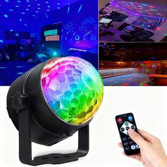 LED Crystal Magic Ball RGB Disco Ball Light-7 Mode Remote Control Stage Light Laser Light Is Perfect For Family Room Dance Parties, KTV, Weddings, Room Decoration, Etc.!