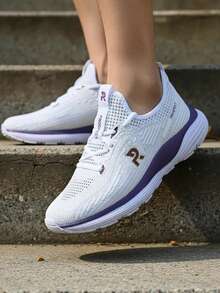 Women's Casual Orthopedic Running Shoes For Gym, Training, And Walking - White/Purple - View 6