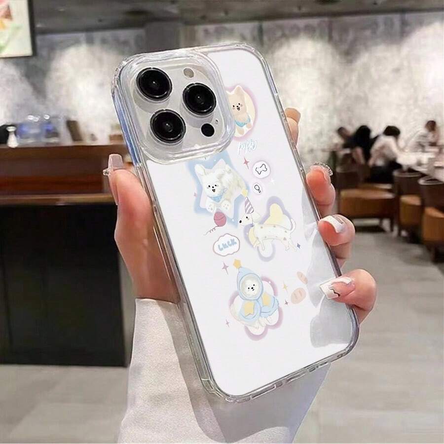 Plush puppy  Phone case For  GALAXY A05 A05S A06 A14 A15 A16 A23 A25 A26 A35 A36 A54 A55 A56 F06 F15 M14 NOTE1O PLUS NOTE20 NOTE9 S10 PLUS S20 S21 S22 S23 S24 S25 PLUS ULTRA FE S25 EDGE   anti-drop high penetration Back plate hard acrylic edge TPU soft cover - transparente - Ver 1