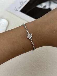 Bộ vòng tay thắt nút bằng tre tối giản sang trọng đính đá Rhinestone mạ vàng 14K - Bạc - Xem 9