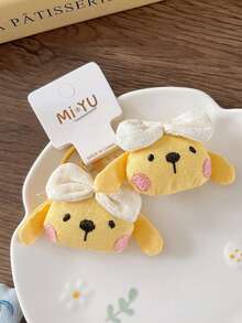 2Pcs Cartoon Duck Elastic Hair Bands For Girls Hair Accessories Scrunchies Ponytail Holder Teen Hair Tie Rubber Bands - Multicolor - View 8