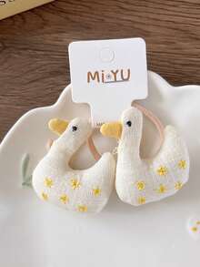 2Pcs Cartoon Duck Elastic Hair Bands For Girls Hair Accessories Scrunchies Ponytail Holder Teen Hair Tie Rubber Bands - Multicolor - View 13