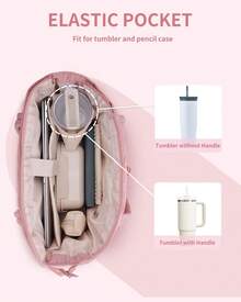 Puffer Tote Bag For Women, Multi-Pocket Lightweight Bag For Work Lightweight Puffy Handbag With Compartments, Quilted Shoulder Bag For  Travel, Gym - 粉色 - 查看 2