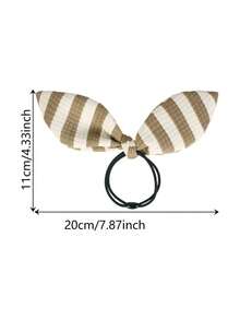 1 Peça Elástico de Cabelo Casual de Poliéster Listrado, Scrunchie de Cabelo Versátil Clássico para Mulheres, Todas as Estações, Porta-Rabo de Cavalo, Elásticos de Cabelo, Fitas de Borracha para Cabelo, Corda de Cabelo - Multicolorido - Visão 6