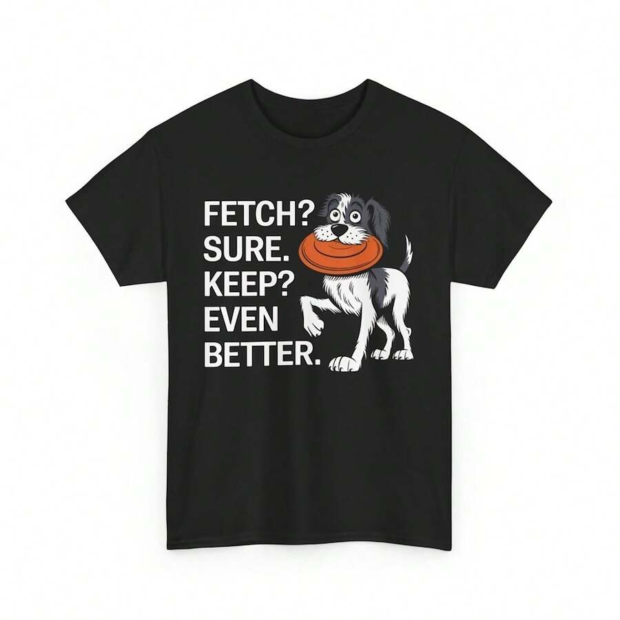 Camiseta divertida con diseño de perro, "Busca, guarda y aún mejor", camiseta con estampado de perro adorable, regalo original para amantes de los perros, diseño retro con humor para mascotas. - Negro - Ver 1