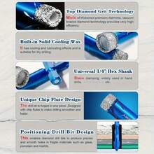 6pcs Diamond Drill Bit Set, 6mm, 6mm, 8mm, 10mm, 12mm, Includes 6mm Tungsten Carbide Drill Bits, Suitable For Hard Ceramic Tiles, Ceramics, Marble And Granite - Set - View 5