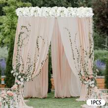 Artificial Dahlia Garland 100cm Silk Flowers With Hydrangeas & Roses For Weddings, Table Decorations & Gardens (White) - 白色 - 查看 4