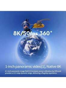 dji Panoramiczna kamera sportowa Osmo 360 8K HD, bateria o żywotności 190 minut, 105 GB wbudowanej pamięci, stabilizacja obrazu, zabezpieczenie przed wodą, filmy w wysokiej rozdzielczości, łączność bezprzewodowa, przenośna konstrukcja, waga zaledwie 180 gramów, standardowy zestaw. - Zestaw standardowy - Zobacz 5