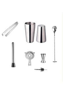 4/8pcs Stainless Steel Cocktail Shaker Set, Bartender Tools, Cocktail Mixer, Boston Shaker, Martini Shaker - Multicolor - View 5