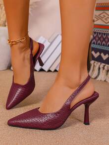Women's Pointed Toe Kitten Heel Slip-On Sandals - Burgundy - View 4