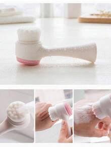 Juego de 6 piezas para el cuidado facial: Limpieza profunda, Juego de cepillos para mascarilla spa - Juego de cuidado de la piel portátil con diadema de franela suave, cepillo exfoliante de silicona - Regalo ideal para mujeres - Rosa - Ver 2