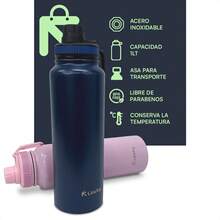 Termo de 1000ml Lincky. Vaso térmico para bebidas calientes y frías. Termos portátil de acero inoxidable ideal para viajes. - Rosa - Ver 3